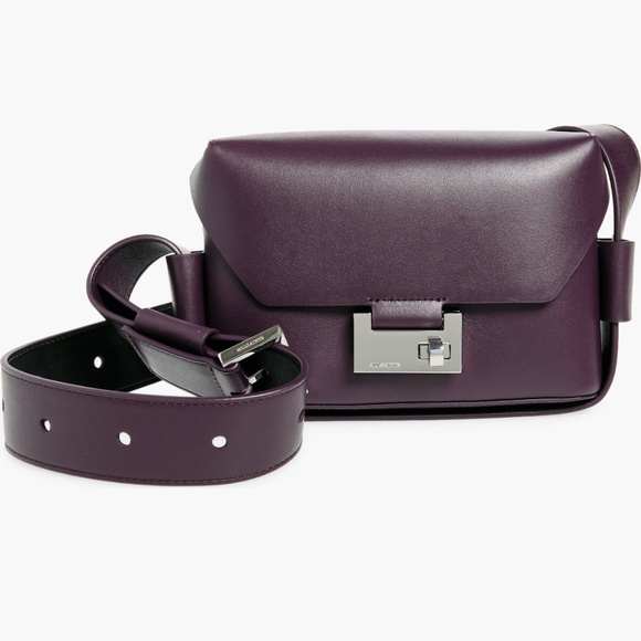 ALLSAINTS FRANKIE Port Purple Leather Crossbody Bag